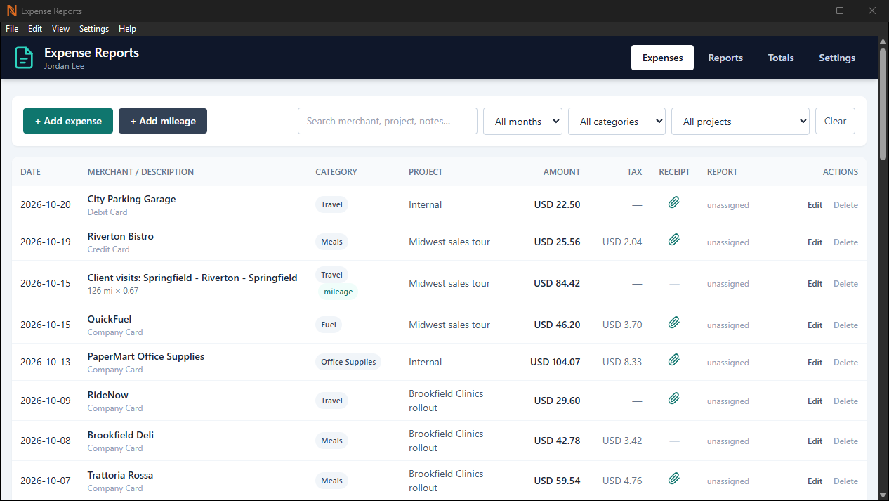 Expense Reports screenshot 1