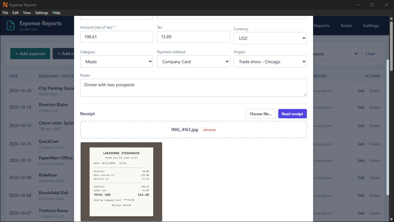 Expense Reports screenshot 2