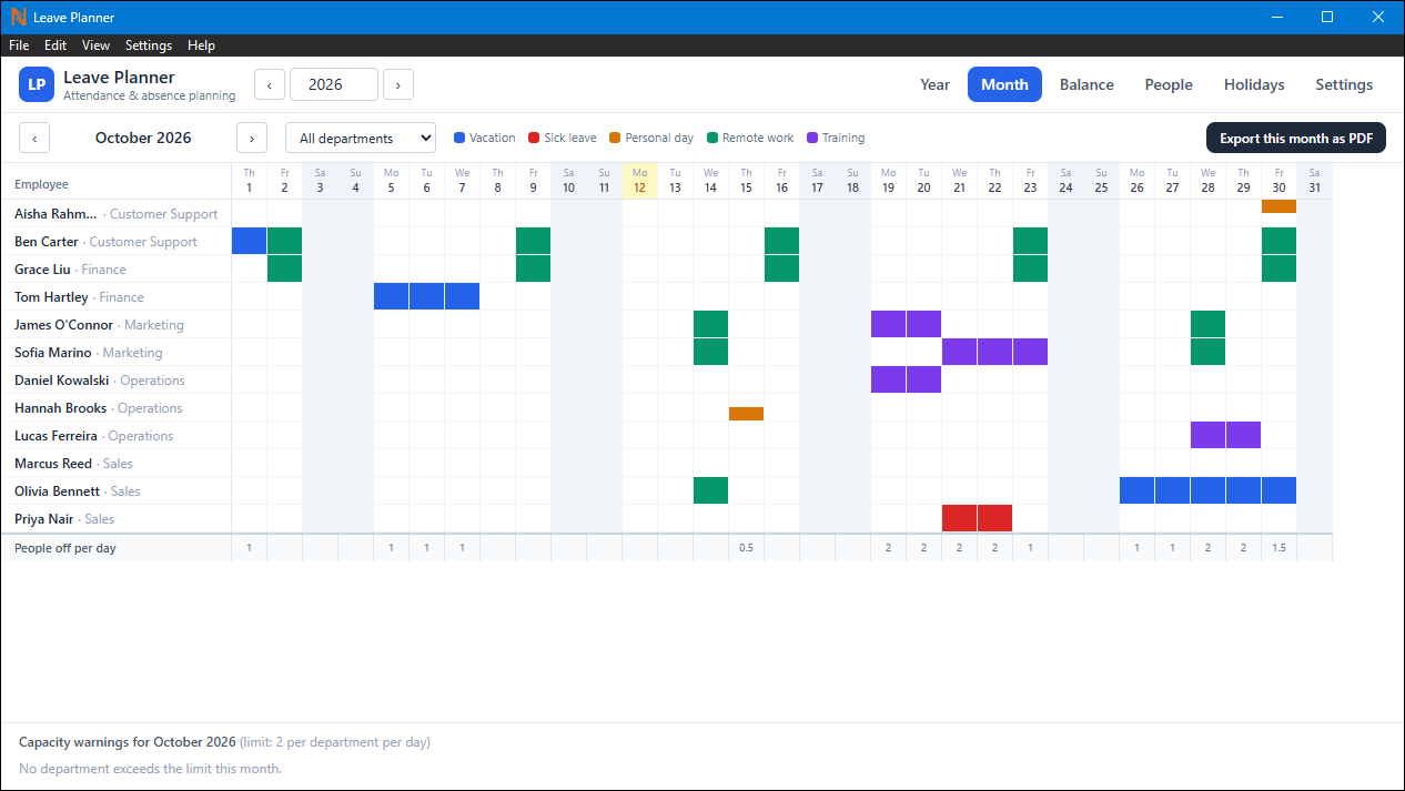 Leave Planner screenshot 2