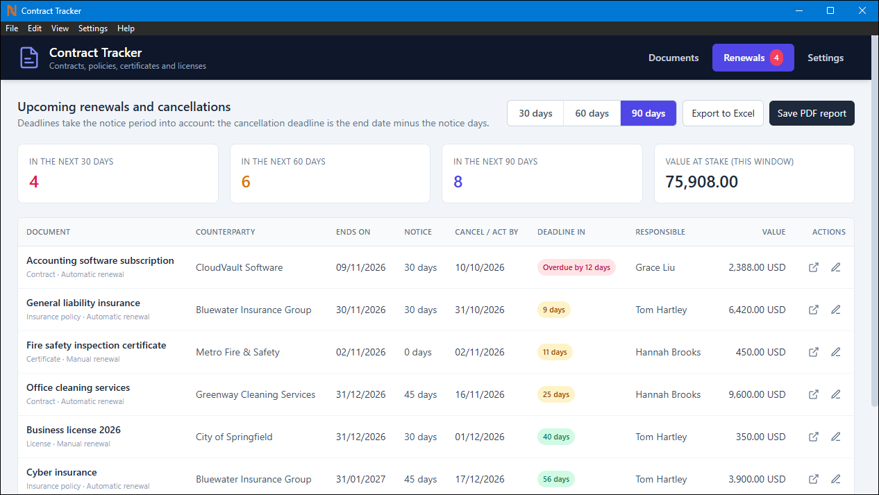 Contract Tracker screenshot 3